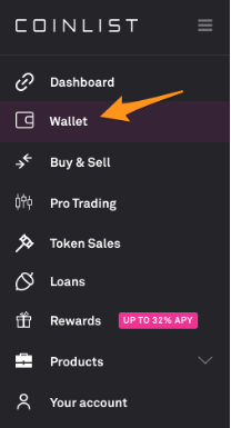 Coinlist Wallet tab
